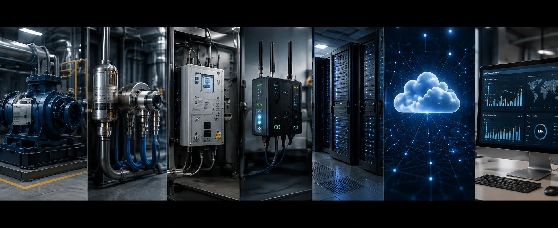 Industrial data ecosystem — machines, sensors, edge computing, cloud, analytics